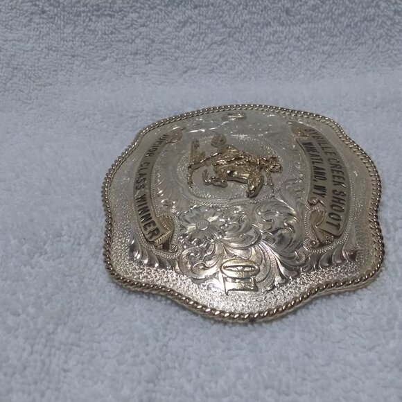 AQHA CMSA Cowboy Mounted Shooting Association Trophy Buckle Sybille Creek Shoot - Picture 8 of 12